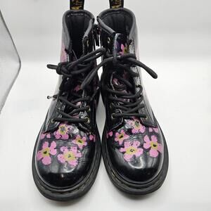 Dr. Martens Kids 1460 J Pansy Patent Leather Combat Boots Size US 1 UK 13 EU 32